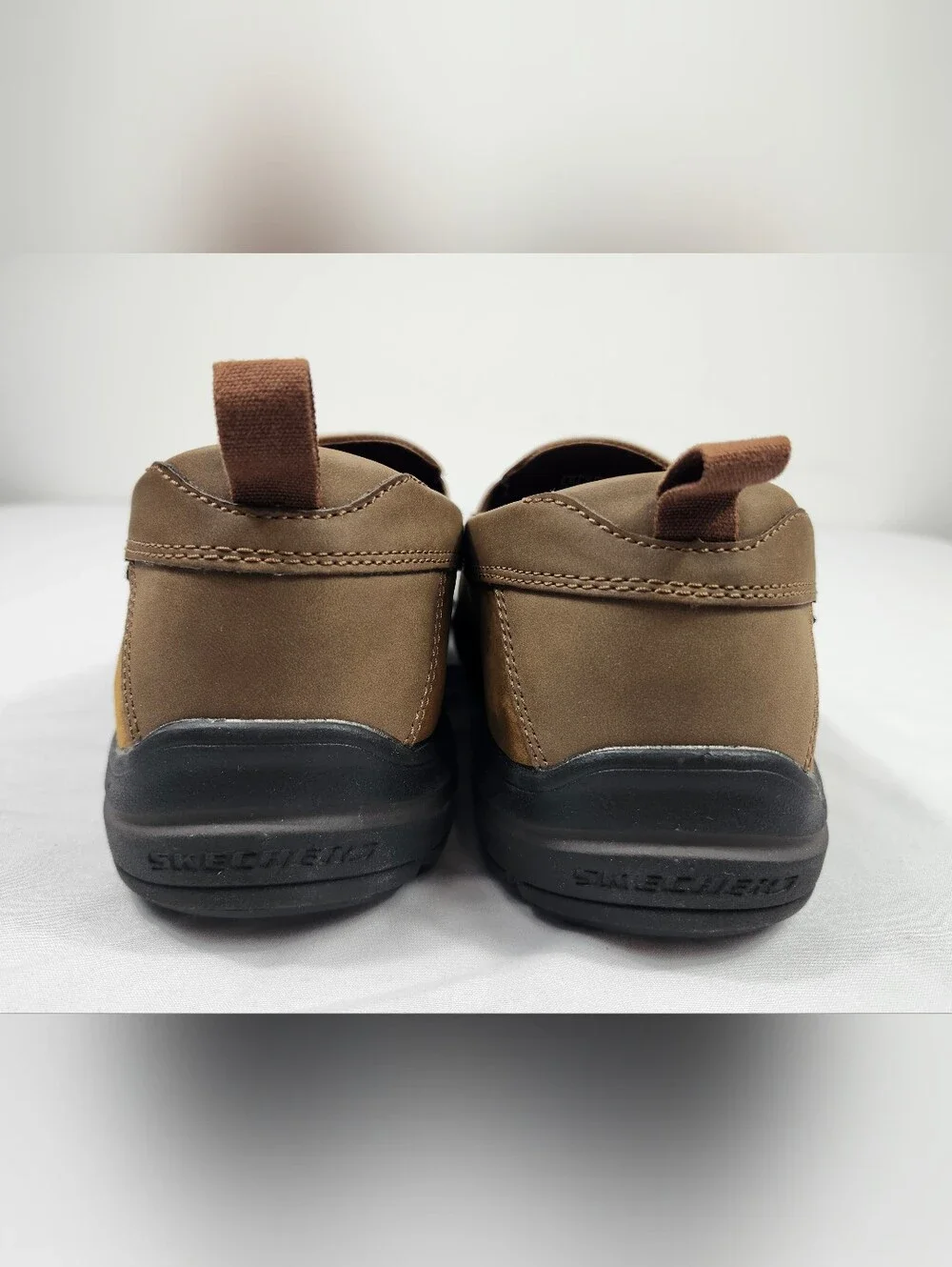 Skechers Men's Size 8 EE Tan Brown Slip-On Casual Distressed Loafers